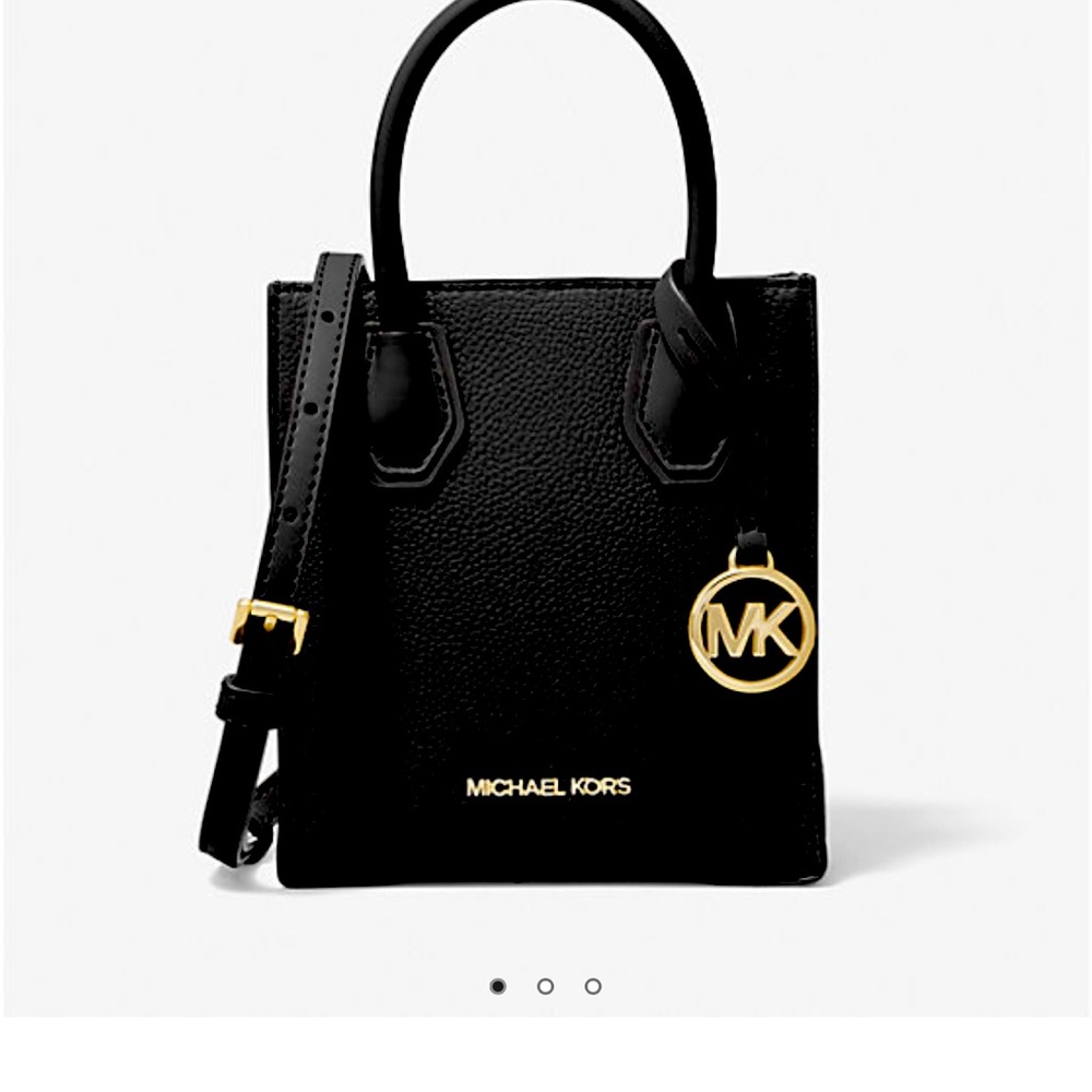 NWT-MICHAEL KORS MERCER XS NS Shopper Crossbody Bag leather,BLACK